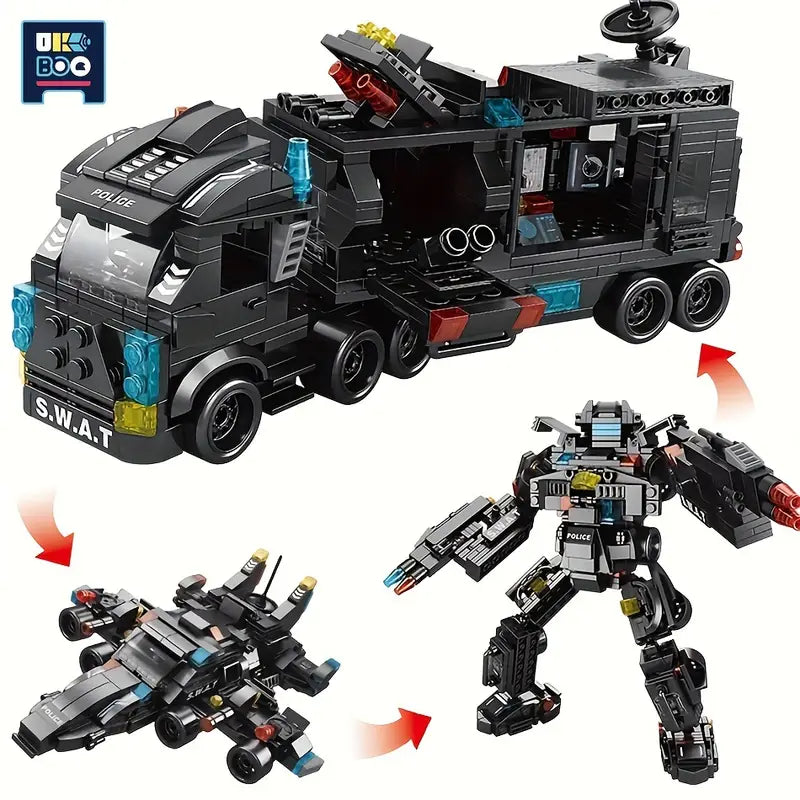 👮♂️City SWAT Armable🧩Con 585 piezas para que armes más de 20 figuras diferentes
