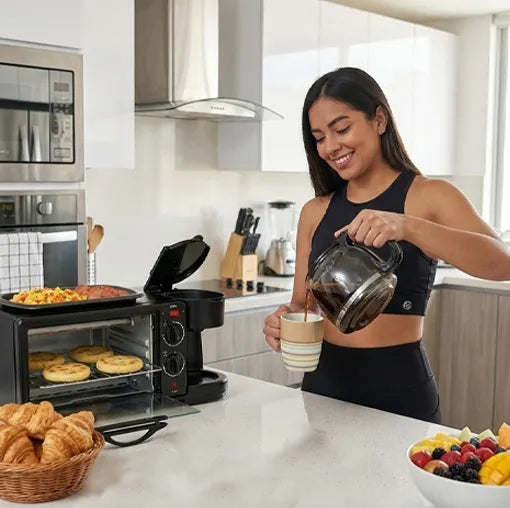 Mini Cocina 3 en 1 🤩🍳🥩🥘☕ Horno - Parrilla - Cafetera