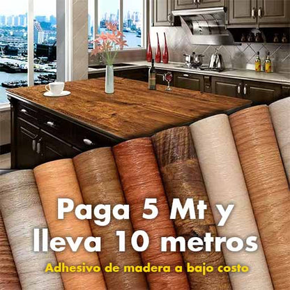 ¡ADHESIVO TIPO MADERA! Paga 5 y Lleva 10 metros 🔥