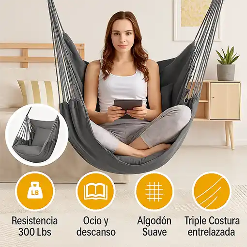 Hamaca silla + 2 cojines ¡GRATIS! 🎁