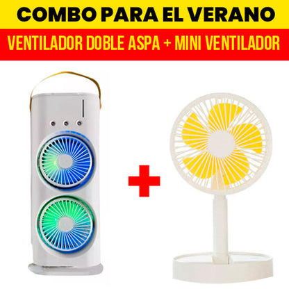 Combo ventilador doble aspa + Mini ventilador💨+ ¡ENVÍO GRATIS!🔥