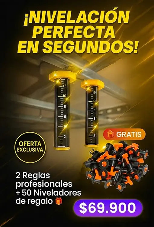 PACK DE 2 REGLAS PARA NIVELACIÓN + 50 NIVELADORES DE BALDOSA GRATIS 🤩🔥