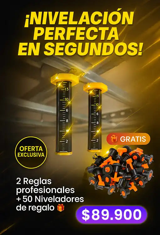 PACK DE 2 REGLAS PARA NIVELACIÓN + 50 NIVELADORES DE BALDOSA GRATIS 🤩🔥