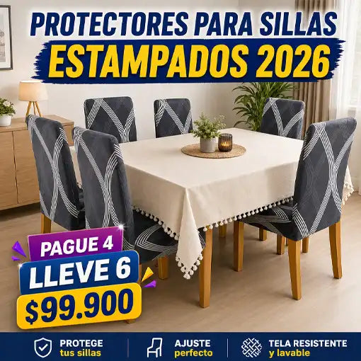 PROTECTORES PARA SILLAS ESTAMPADOS 2026 ¡Pague 4 y lleve 6! 🤩🪑